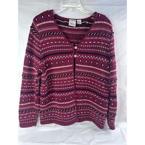 CJ Banks Nordic Cardigan Sweater 1X Button Up Hand Embroidered Christmas - Picture 1 of 7